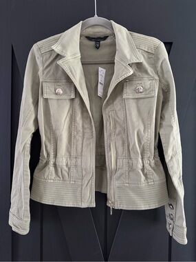 White House Black Market Light Olive Utility Jacket